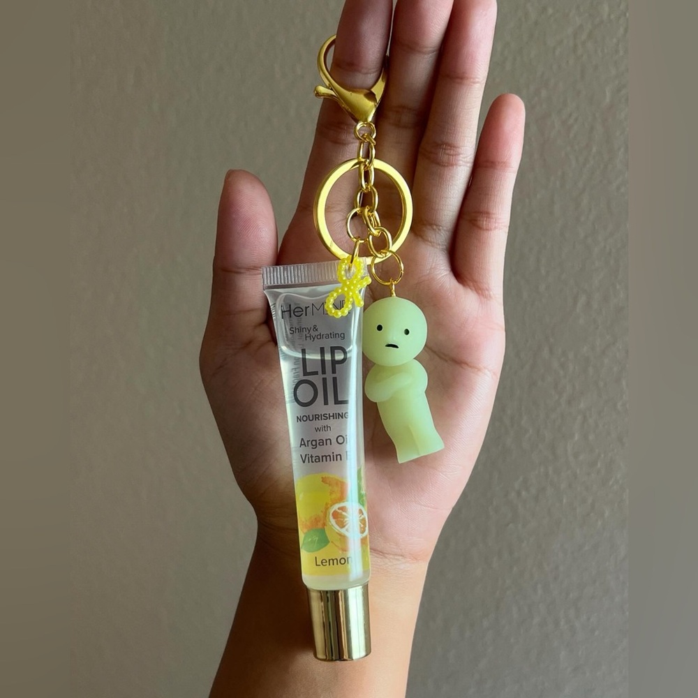 Smiski & lip oil keychain